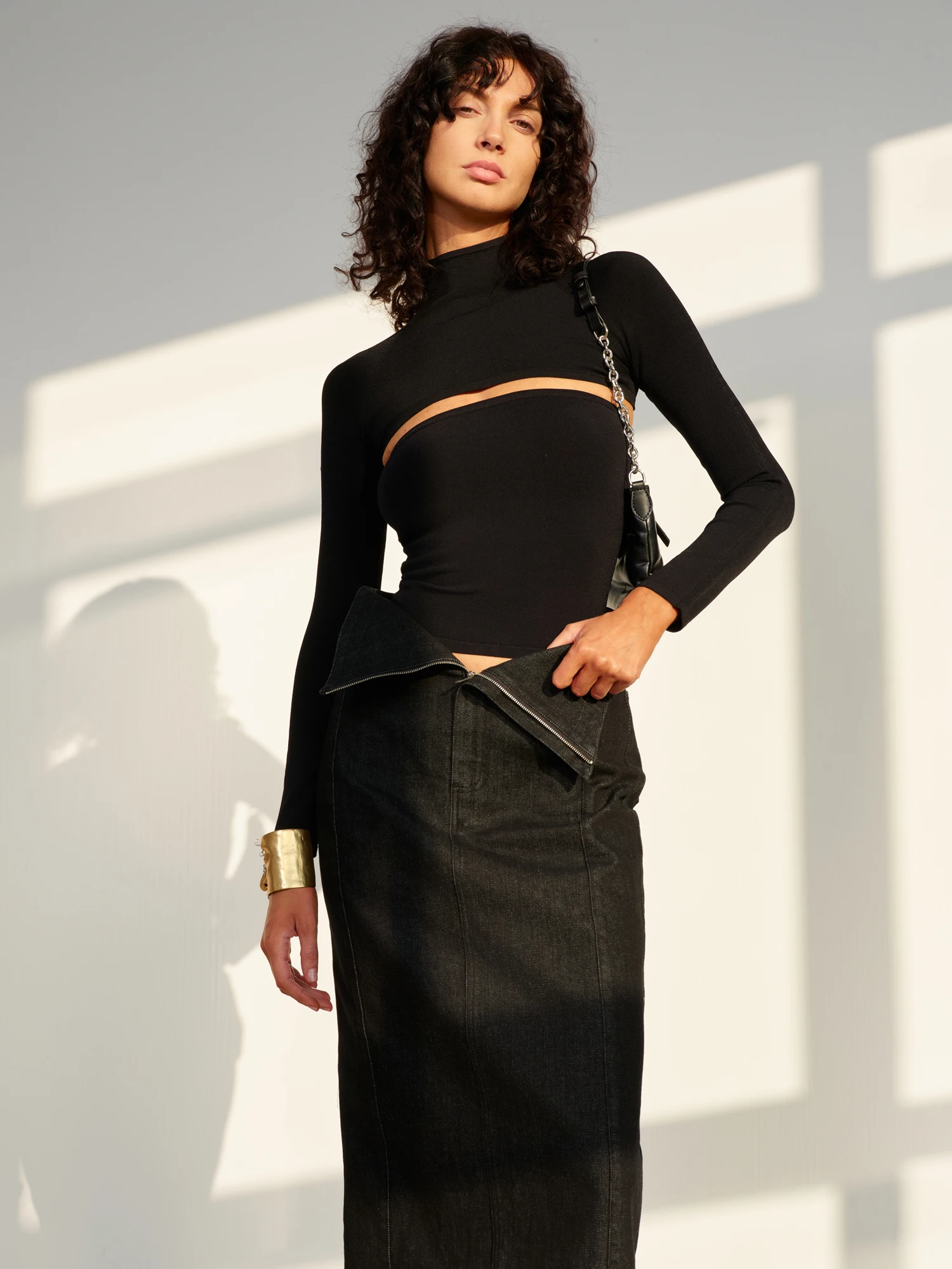 

Женский вязаный комплект Zia Zhang Aya: свитер с длинным рукавом, облегающий, с высоким воротником, мягкий трикотаж, комплект из двух предметов, осень-зима, модный