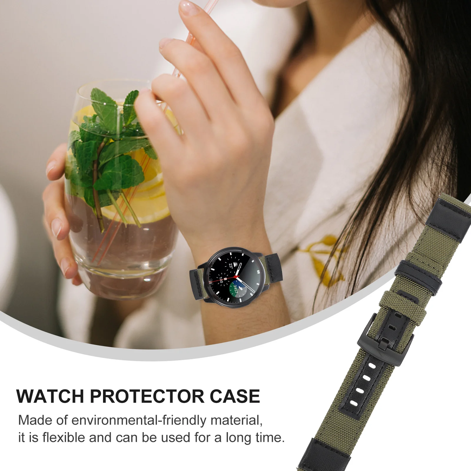 

2Pcs Fabric Watch Band Ends Nylon Weaving Wrist Strap Easy Installation Replacement Band for All Analog Watches