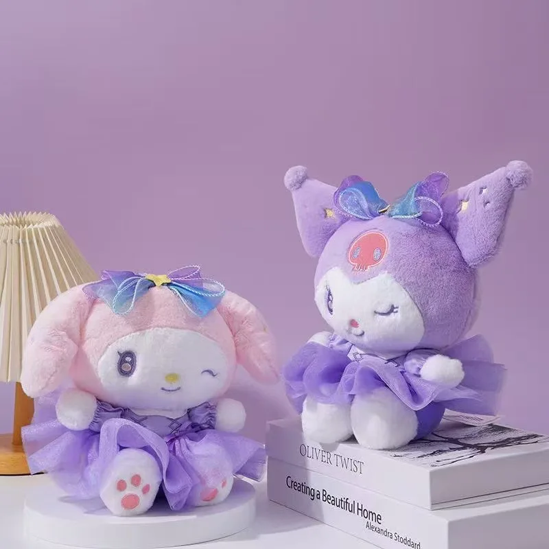 25cm sanrio olá kitty brinquedo de pelúcia bonito anime dos desenhos animados kuromi minha melodia cinnamoroll decoração do quarto boneca de pelúcia presentes do feriado