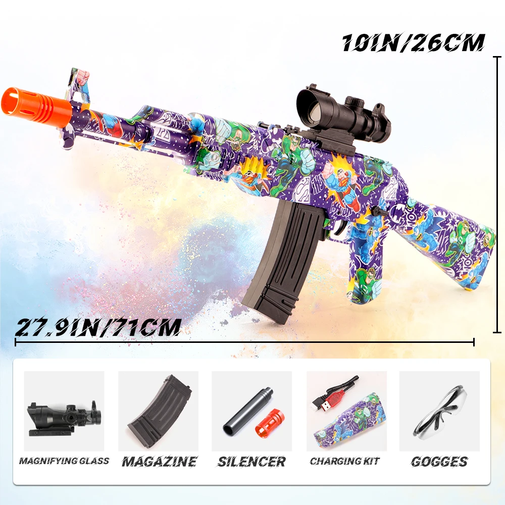 ​ ​ AK-47 Splatter Ball Blaster ​ ​   - Automatische/handmatige schakelaar en snelbrandfunctie Buitenschietspeelgoed (kogels exclusief)