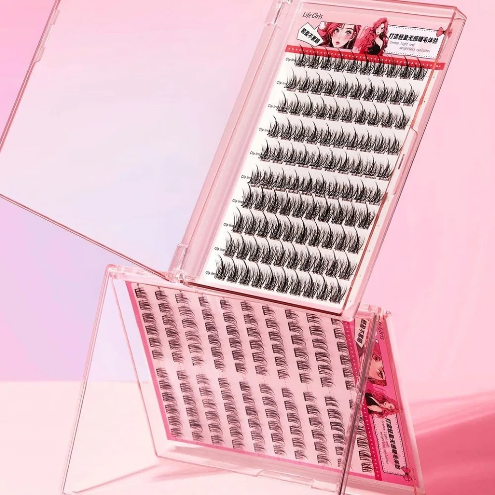 セグメント化された接着剤不要のつけまつげ DIY 斜めウィング個別クラスターまつげ 長持ち 再利用可能