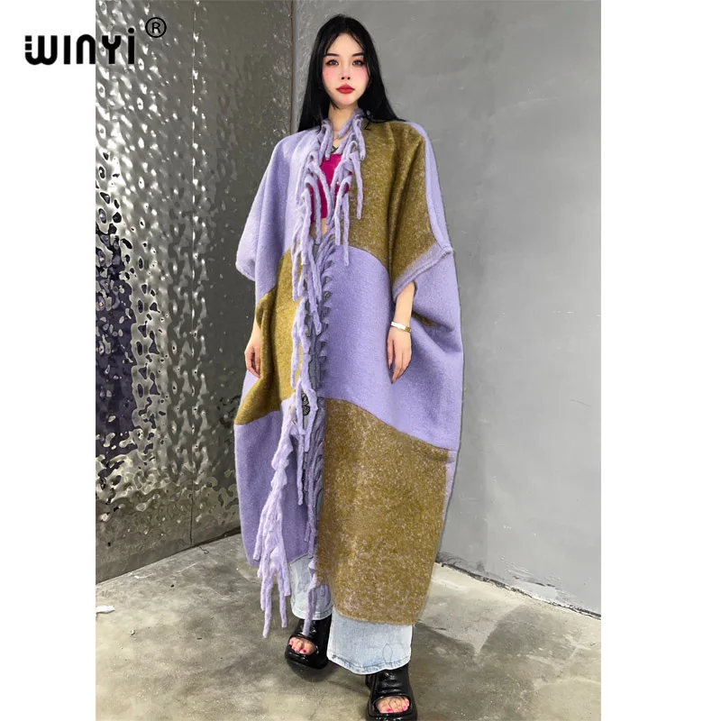 WINYI Winter cloak High Quality poncho Long OverCoat Thick Warm Female coat for women Africa coats куртка женская winter jackets