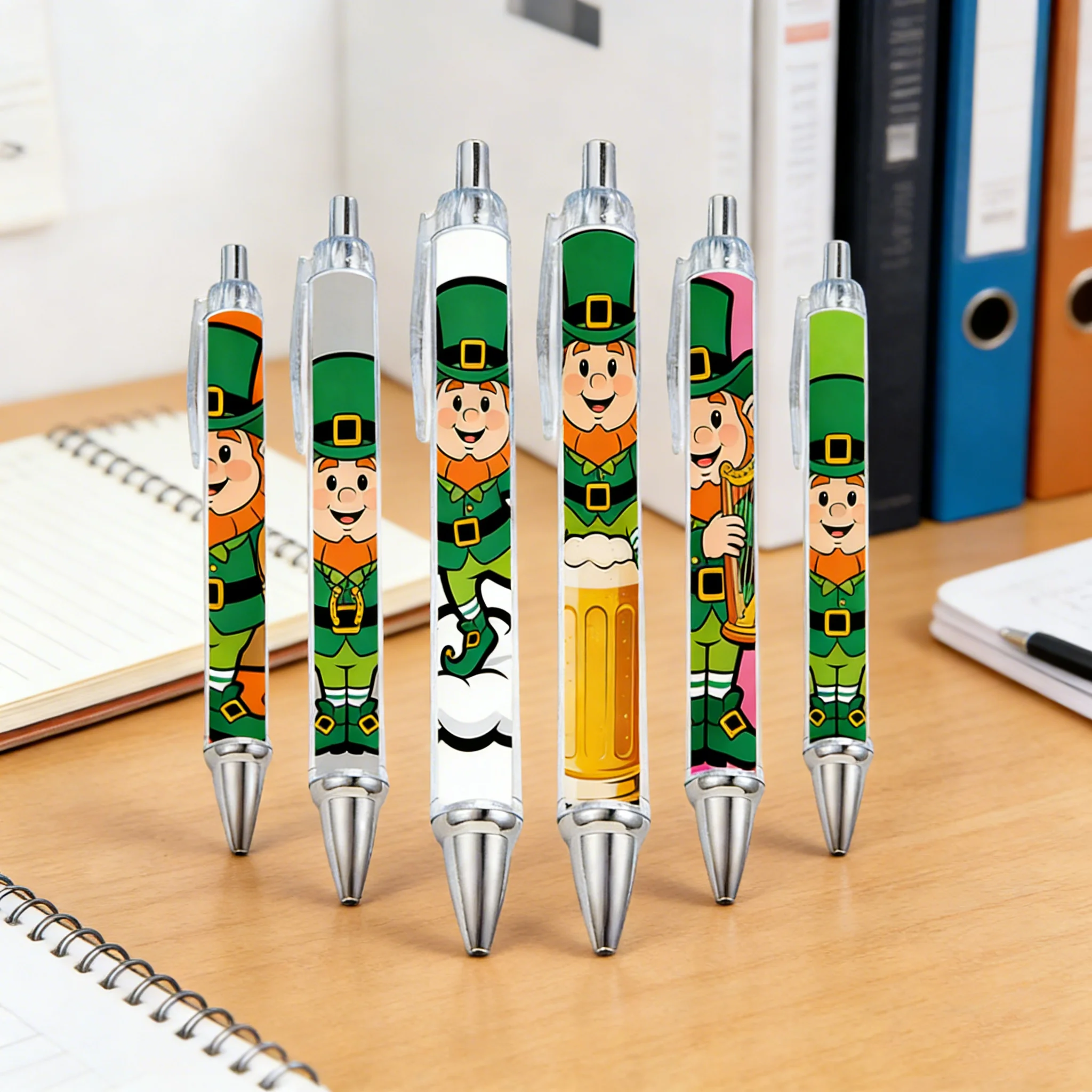 

6шт шариковые ручки на тему Дня Святого Патрика, канцелярские принадлежности для праздничных вечеринок, офисные подарочные ручки