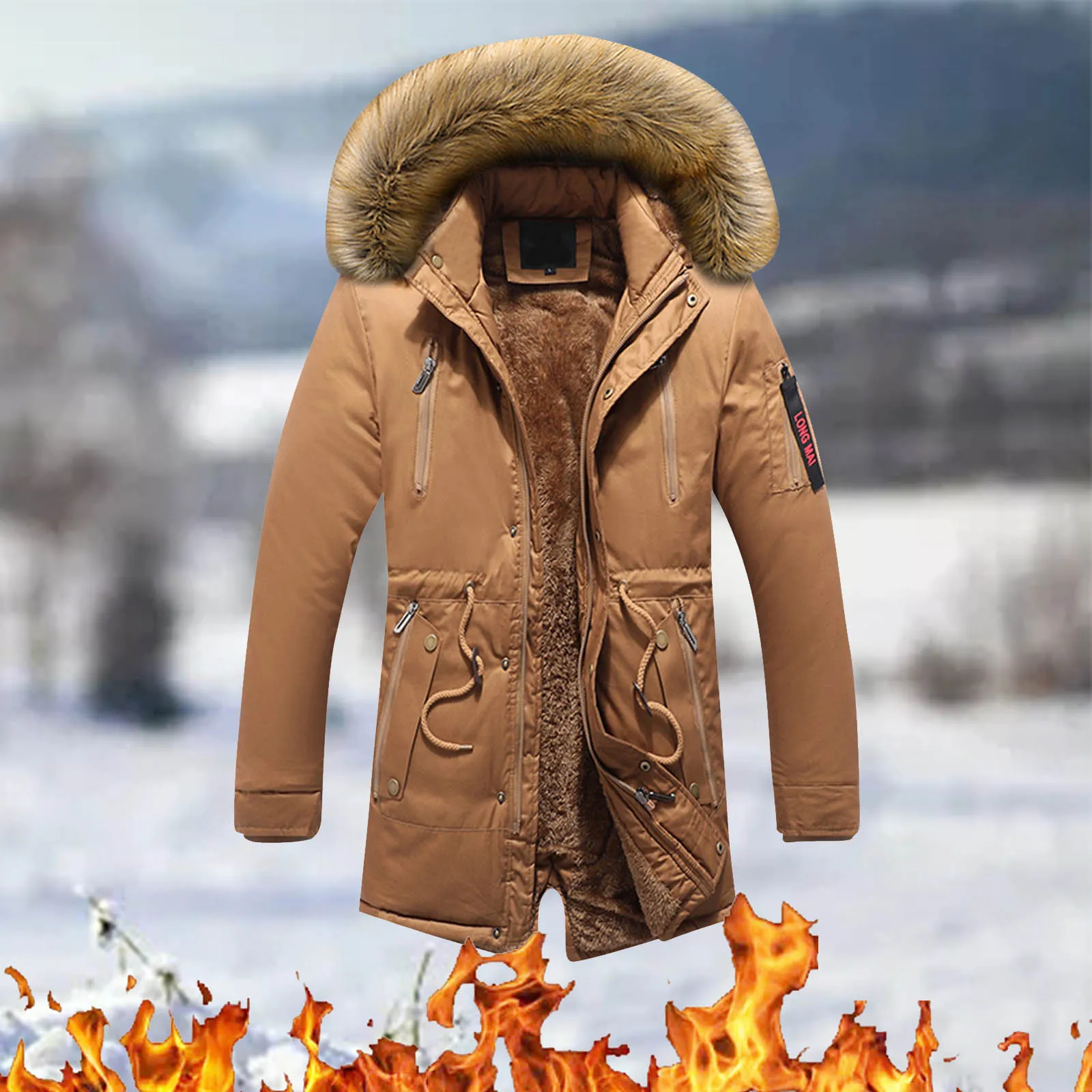 Winter Plush Hooded Jackets Men Military Fur Lined Thicken Warm Windbreaker Coats Men High Quality Outdoor Parka Outwear