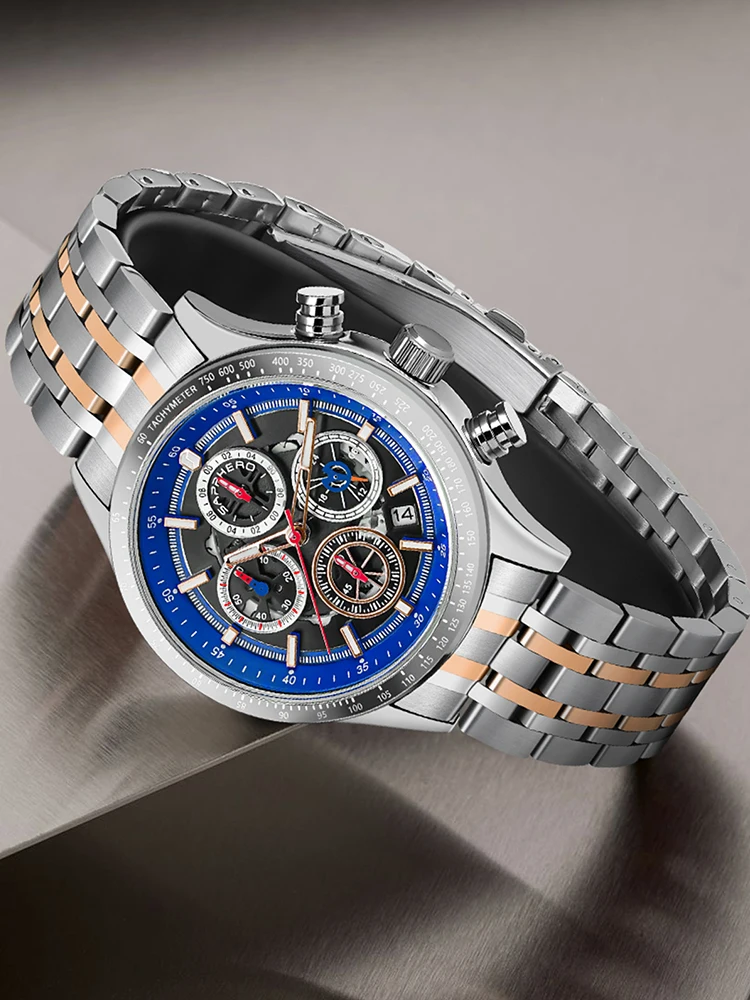 SAPPHERO Men\'s Watches Luxury Brands Men\'s Mechanical Styles Quartz Watches For Men 50M Waterproof Clocks Date Wristwatch