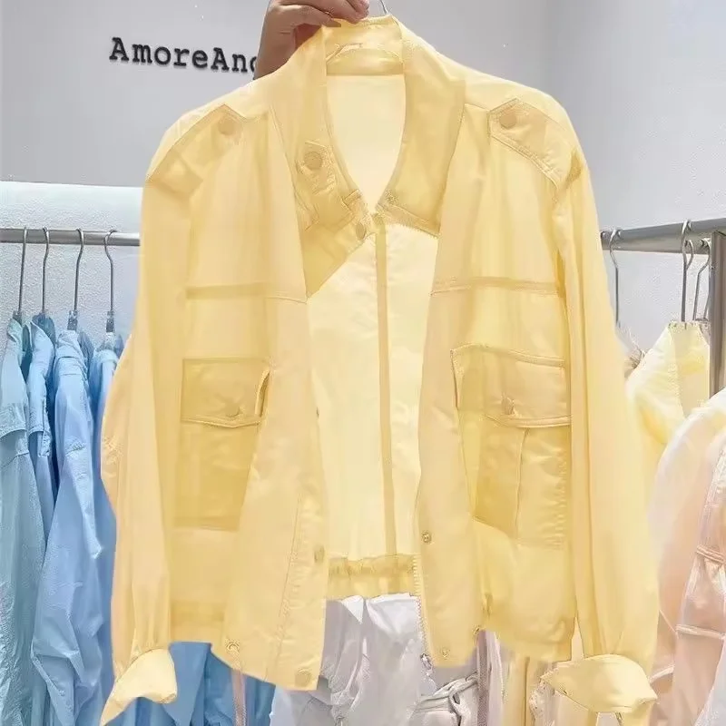 

Summer Women's Jacket Thin Coat Bomber Jacket Long Sleeve Casual Sun Protection Clothing 2025 New Female Windbreaker Outerwear
