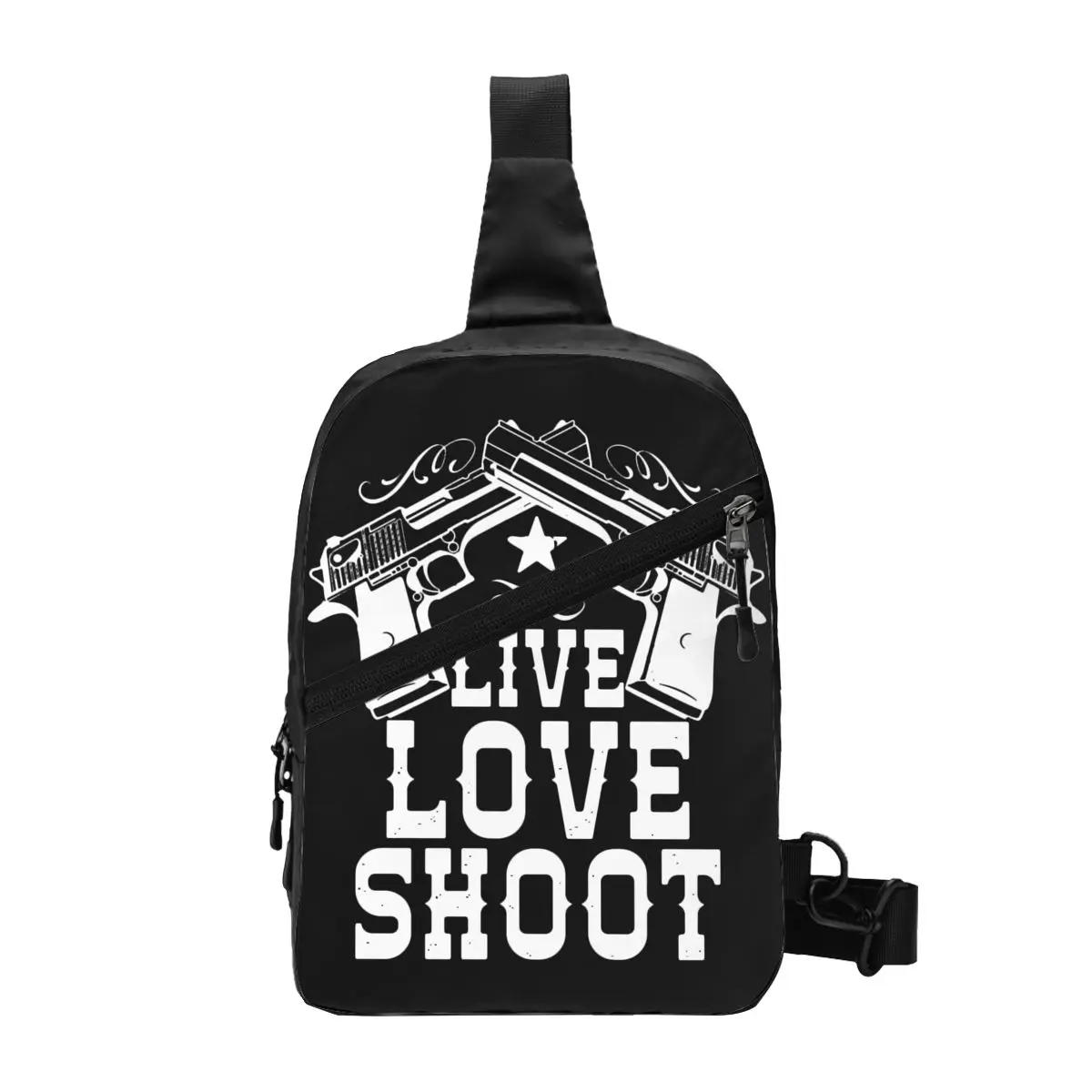 Live Love Glock Sling Chest Bag Custom USA Handgun Pistol Shoulder Crossbody Backpack for Men Cycling Camping Daypack