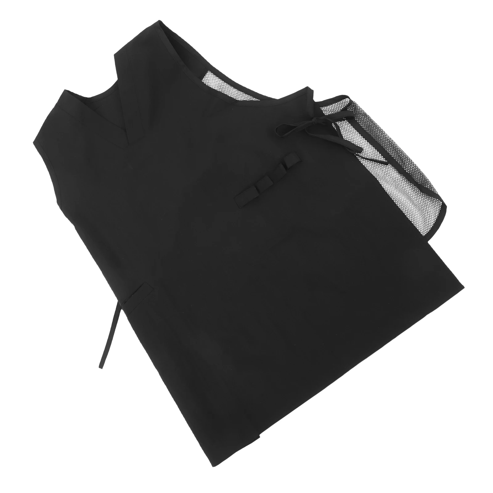 

V neck apron Mesh back Smock Hair stylist Women Work Clothes Hairdresser Aprons Sleeveless Design Pockets Canteen