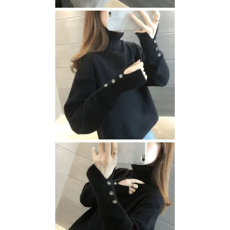 الياقة المدورة سترة المرأة تنوعا محبوك قاع قميص فضفاض بلون أعلى