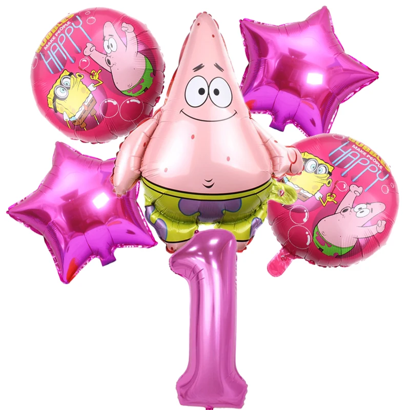 6Pcs SpongeBob SquarePants Patrick Star Balloon set Birthday Party Balloons Helium Ballons Boy Girl Baby Shower Party Supplies