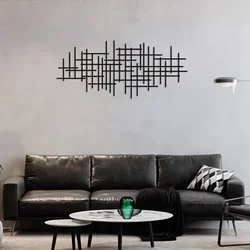 1pc Metal Wall Art Sculpture - Abstract Grid Cover. Geometric Pattern Wall Decoration.Wall Hanging Main Decoration.Wall Sticker.