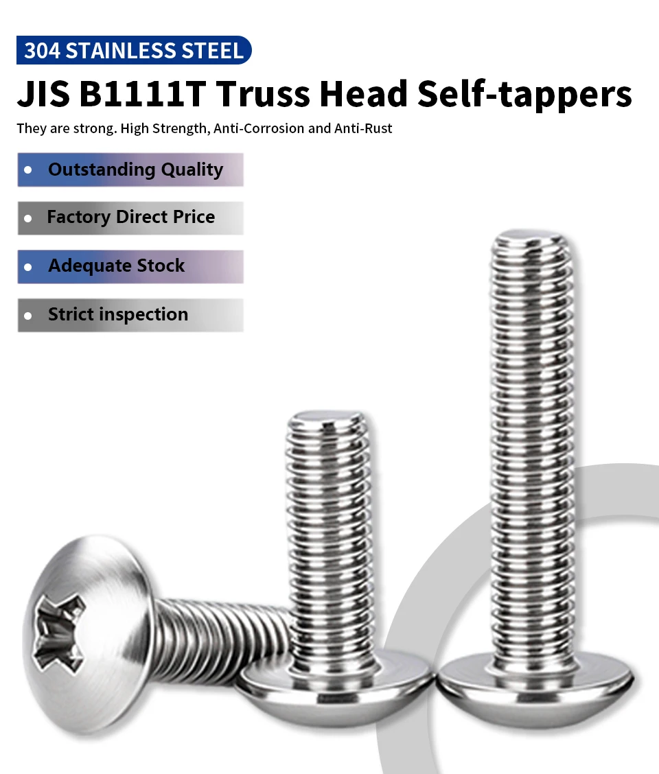 304 Edelstahl Truss-Phillips-Schrauben Kreuzschlitz-Pilzkopfschrauben Maschinenschrauben M3 M4 M5 M6 Befestigungselement JIS B1111T – Detail 1