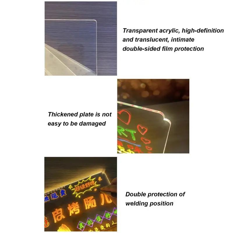 LED Note Board With Night Light Colorful 7 Pens DIY Acrylic Message Board Childrens Drawing Board For Kids Birthday Gift