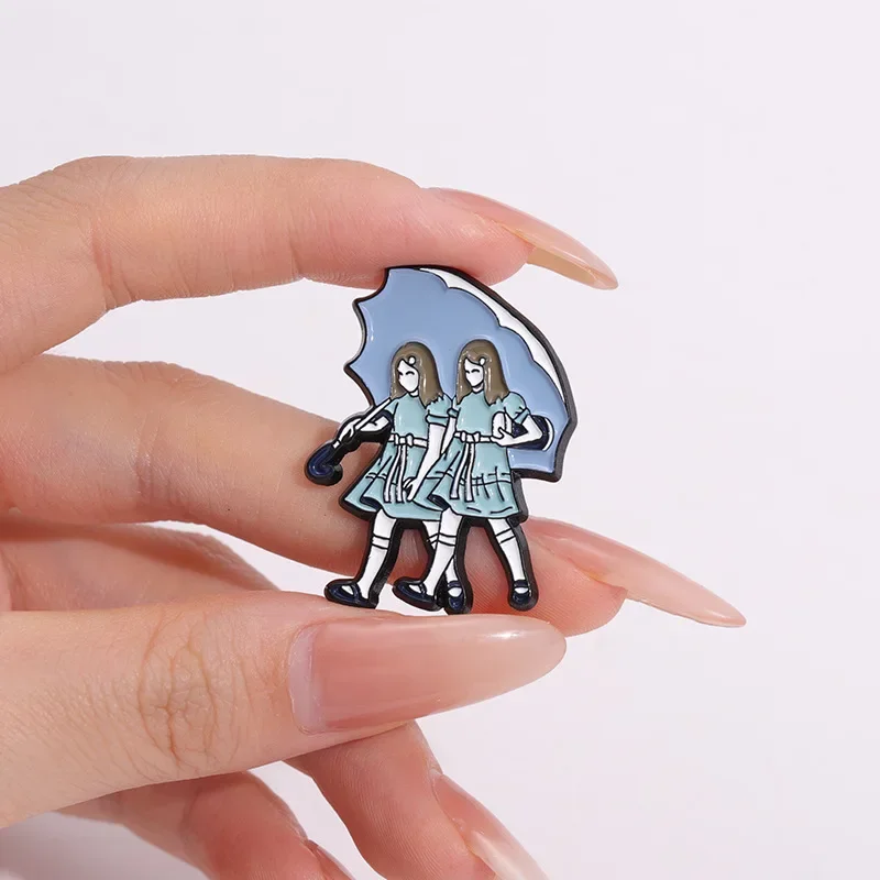 Cartoon Horror Movie Enamel Pins Salty Witch Umbrella Gothic Dark Movies Brooches Metal Lapel Badges Punk Jewelry Gift For Fans