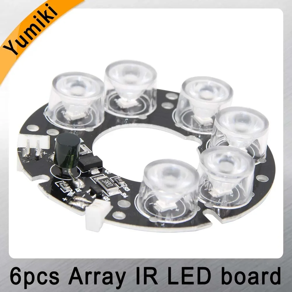 Yumiki 6white array LED IR Leds Infrared Board for CCTV cameras night vision (53mm diameter)