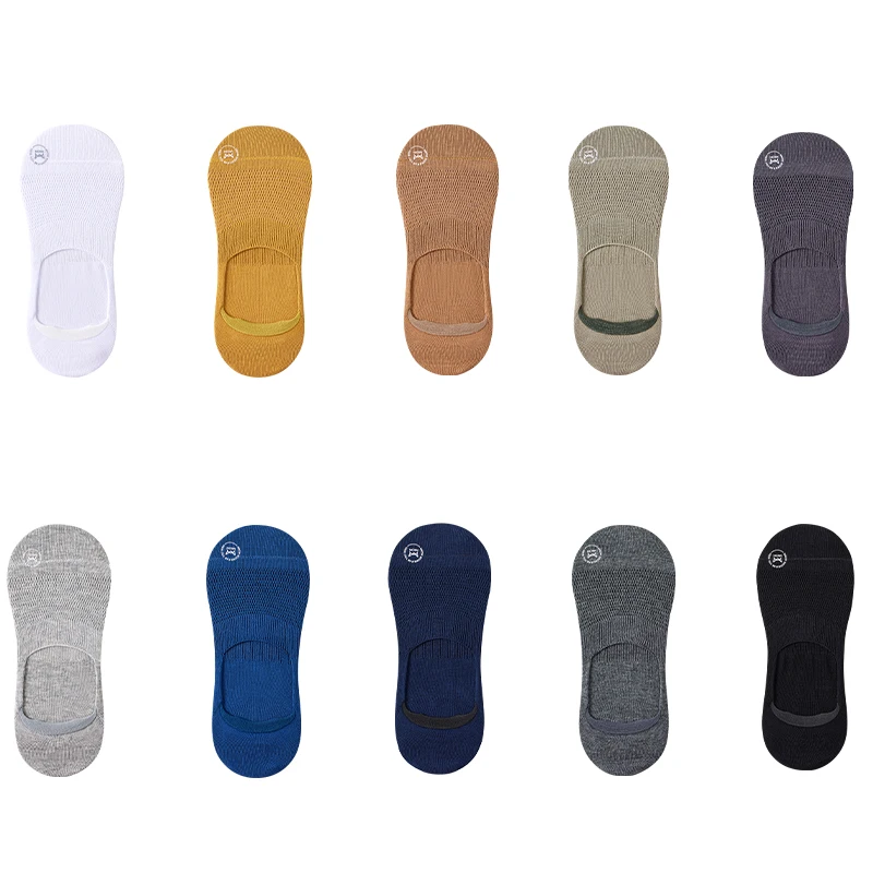 Ata iOW-Ensemble de chaussettes invisibles en silicone, 6 paires, dépistolet ant, anti-favorable, coton, mince, invisibles, bateau, décontractées