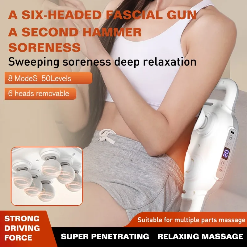 

Relaxation Muscle Deep Tissue Portable Advanced Cordless Handheld Massage 6 Head Recovery Massager Fascia Massage Tool