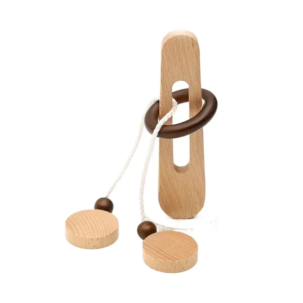 Wooden Threading Rope Loop Puzzle Classic Brain Teaser 3D Kongming Lock Montessori Kids