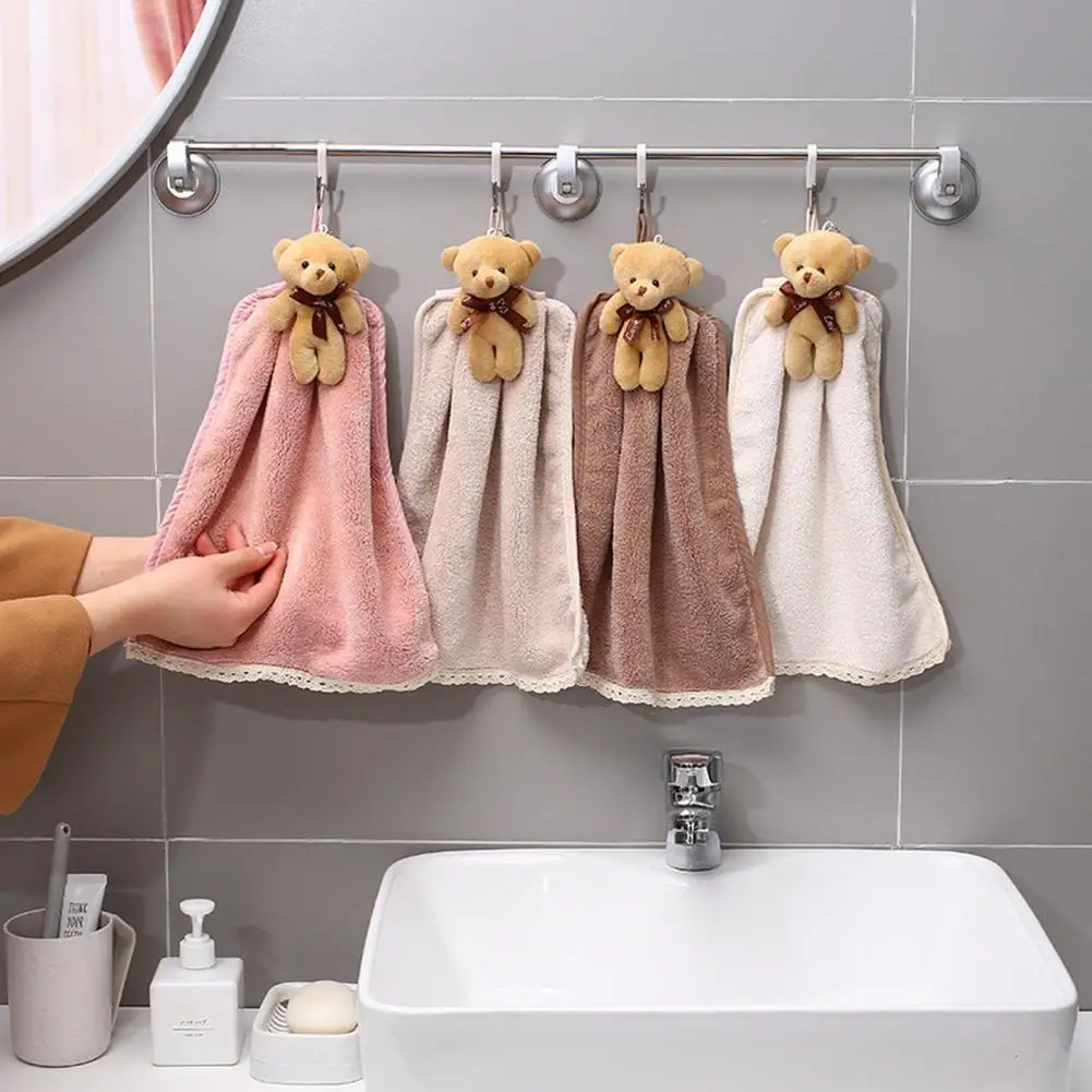 Hand Towel Durable Quick Drying Wipe Towel Cute Animal Bear Wipe Hand Towel Dish Washcloth Household Suppling