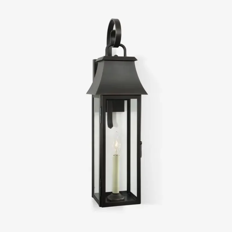 Lantern Villa Outdoor Sconce Solid Brass Glass Antique Brass Bronze Tarnished Copper Wall Lamp