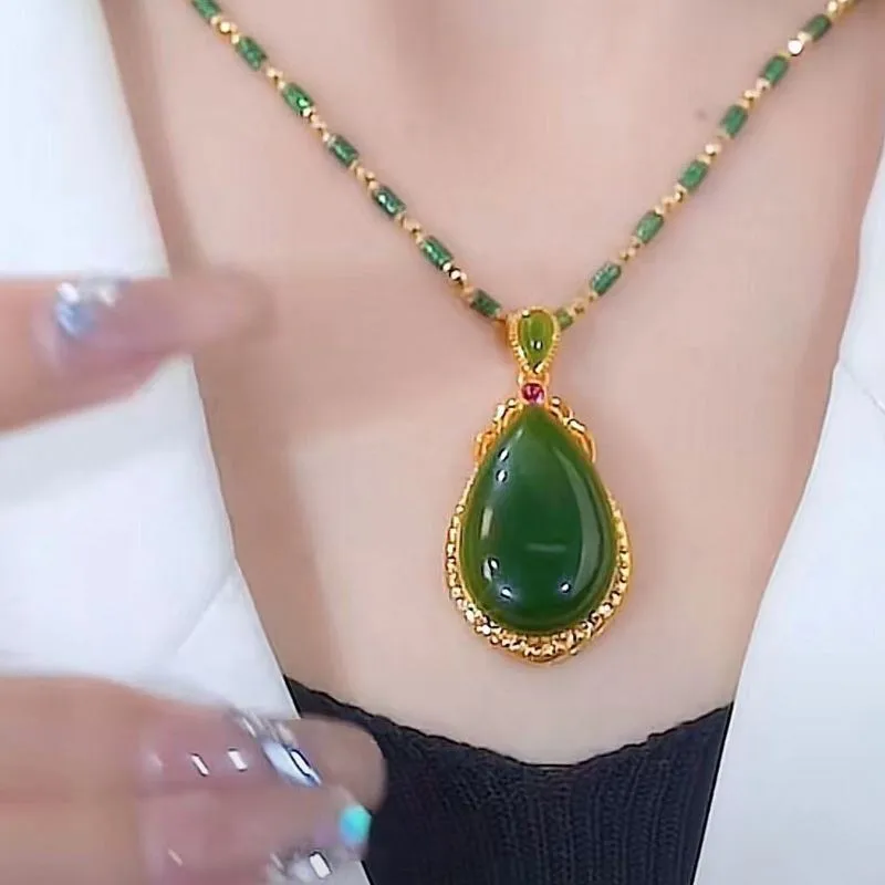 New jasper water drop necklace for women non-fading high-end fashionable and atmospheric clavicle chain versatile necklace