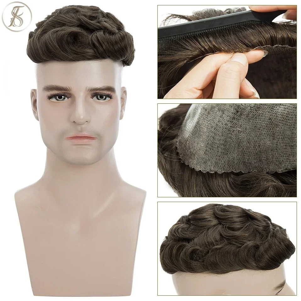 

Мужской парик, система замены парика, мужской протез, полный политонкий кусок человеческих волос 8X10, инъекционный PU, прочная кожа, мужской парик