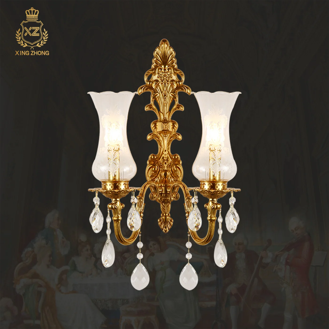 European Baroque Crystal Decorative Luxury Living Room Restaurant Wall Lamp Bedroom Cloakroom Copper Wall Lights