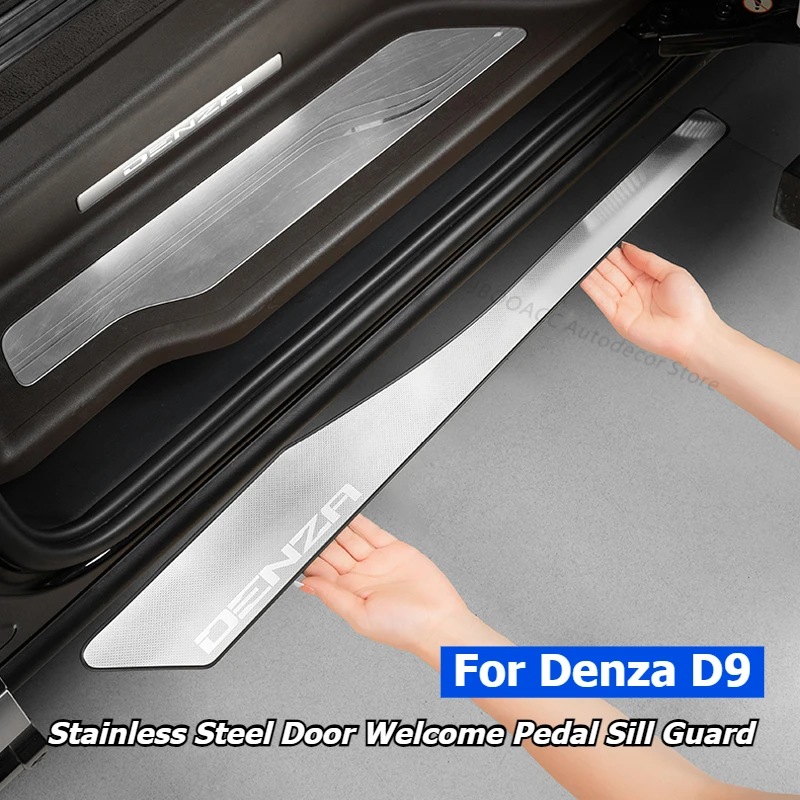 For Denza D9 2022-2026 Car Stainless Steel Welcome Pedal Door Sill Scuff Plate Guards Threshold Protector Cover Strips Decor