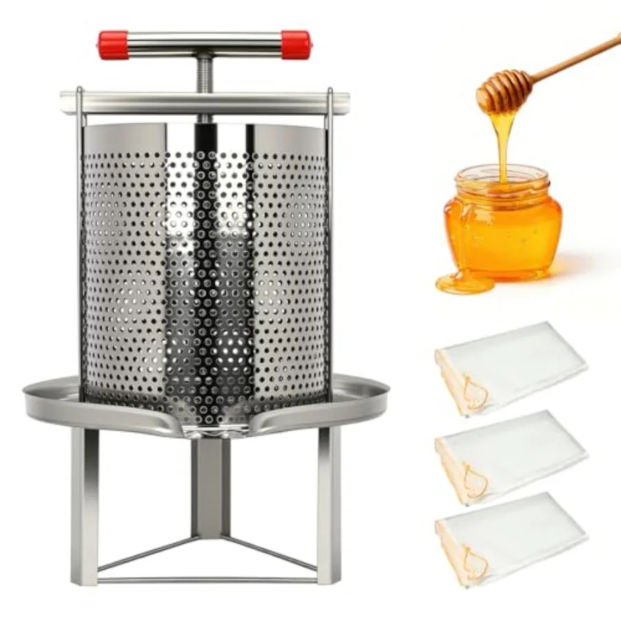Prensa Manual de Malla para Miel, Extractor de Miel Grande de Acero Inoxidable para Uso Doméstico, para Miel, Frutas, Vino, Zumo, Aceite de Oliva