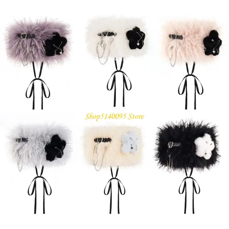 dxae น่ารักดาว faux furs แถบคาดศีรษะความยืดหยุ่นฟัซซี่ earmuffs ฤดูหนาว earmuffs earmuffs fuzzy หนา headwrap หู muffs muffs