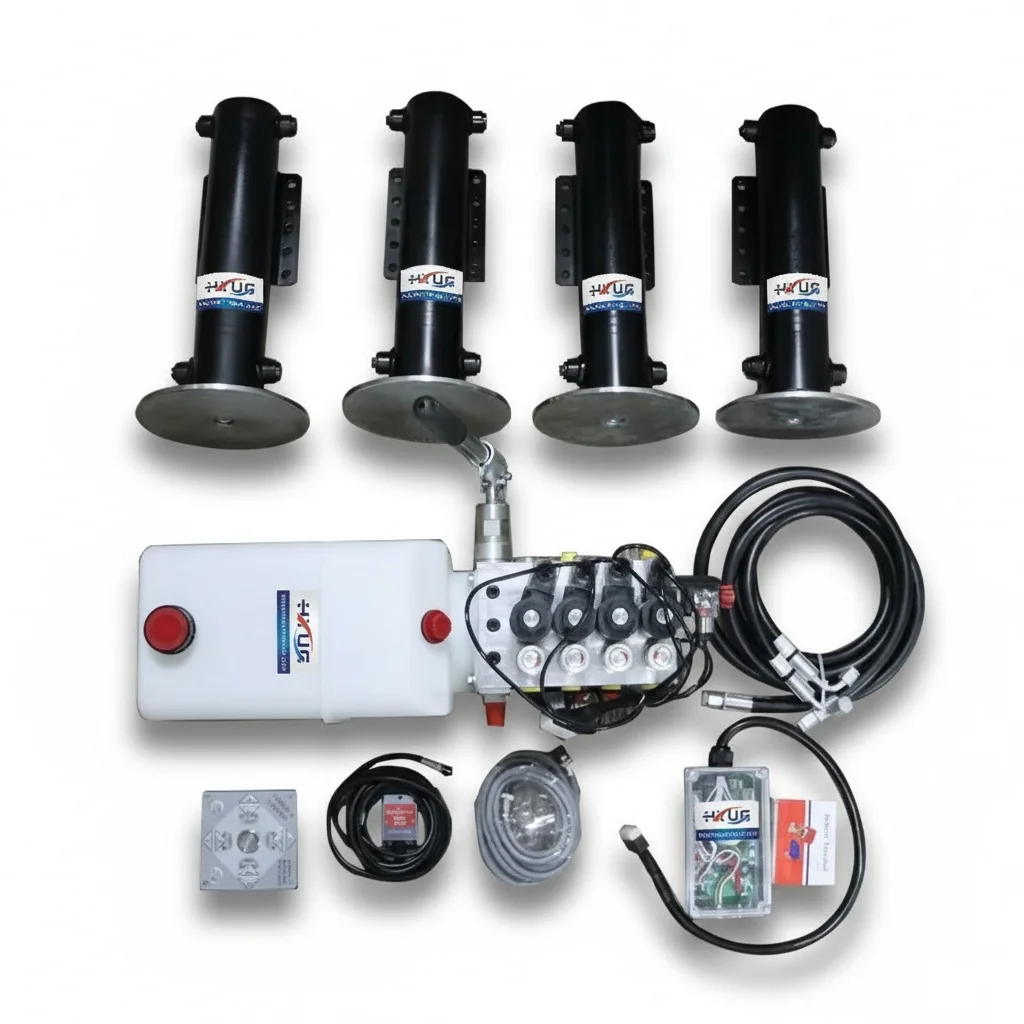 Hydraulic Leveling System, 3-20 Ton Stainless Steel Auto Level Jacks, 300-500mm Stroke RV Hydraulic Cylinder, fit for Camper