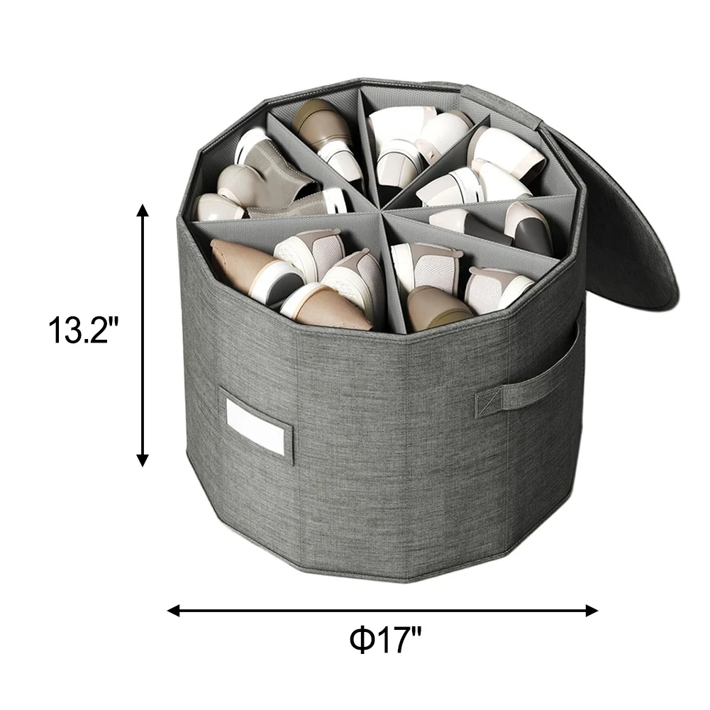 

Round Shoe Organizer for Closet with Modular Compartments Cylindrical Storage Rack Foldable and Space Efficient