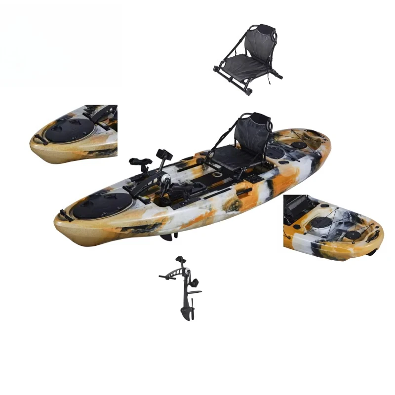 중국산 10피트(3.16미터) 낚시용 페달 카약 (1인용, 호수, 강, 바다에서 사용 가능, 문전 배송 가능)