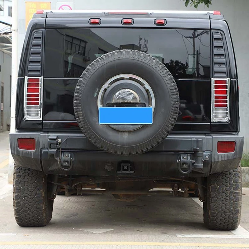 2 Pack Car Rear Tail Light Cover Trim Protection Accessories Silver For Hummer H2 2003-2009