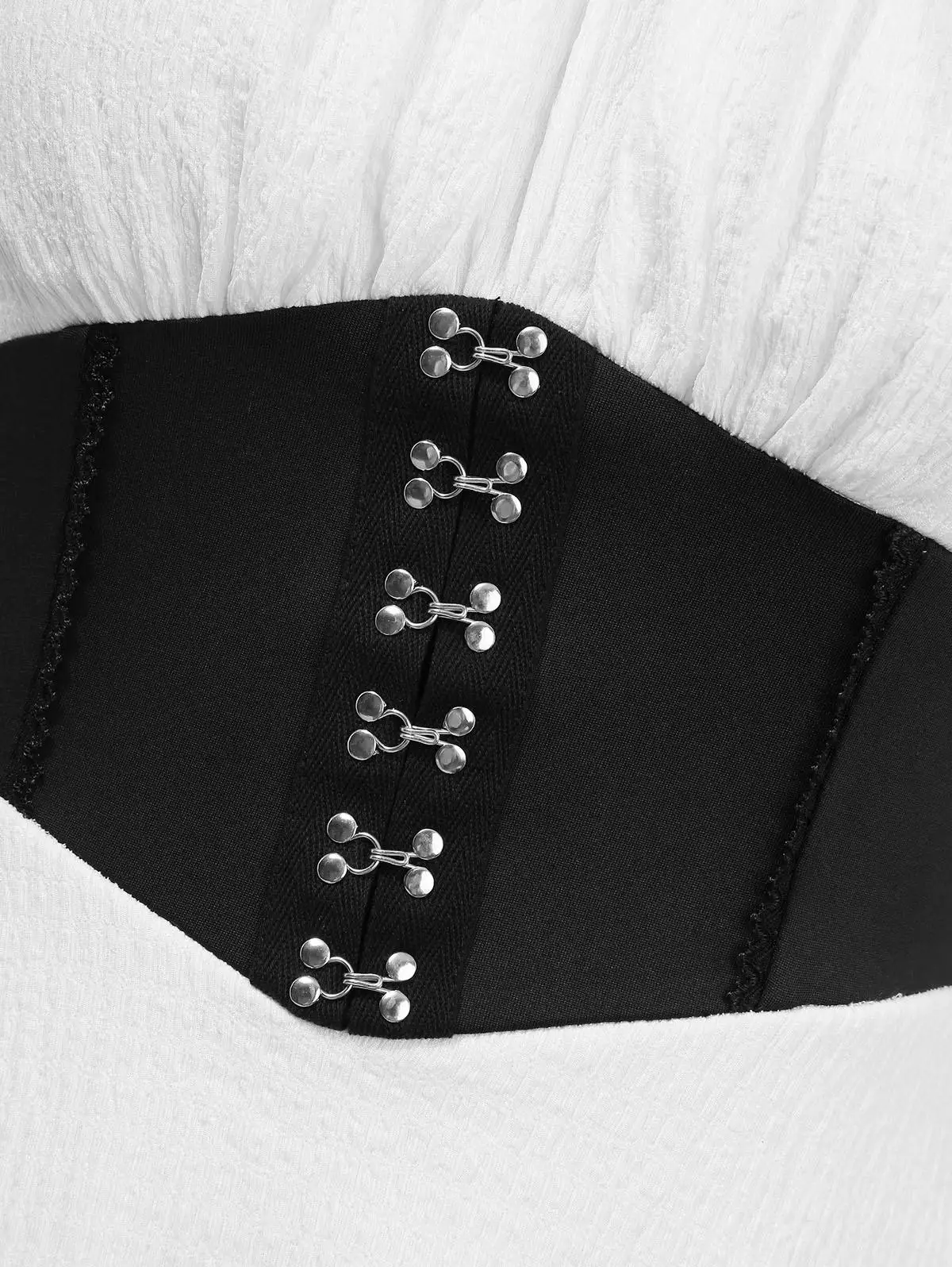 Abiti da canotta casual bianchi Abito da donna con pannello increspato con gancio e occhiello in vita con ciglia in pizzo Abito alto basso con camicetta