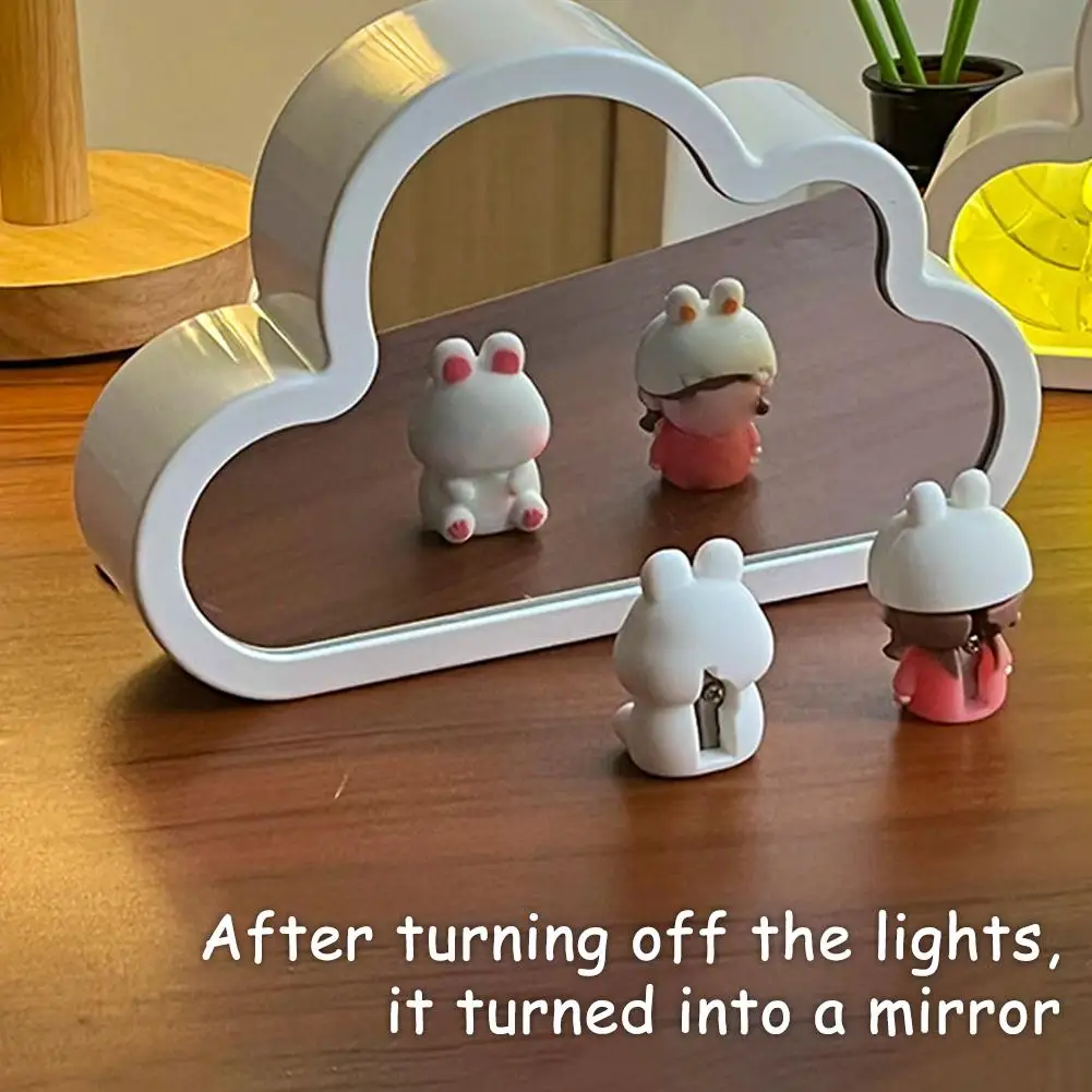 ABS multifunzione Tulip Cloud Mirror lavoro manuale creatività fai da te atmosfera piccola lampada da notte spina USB regalo di compleanno di san valentino