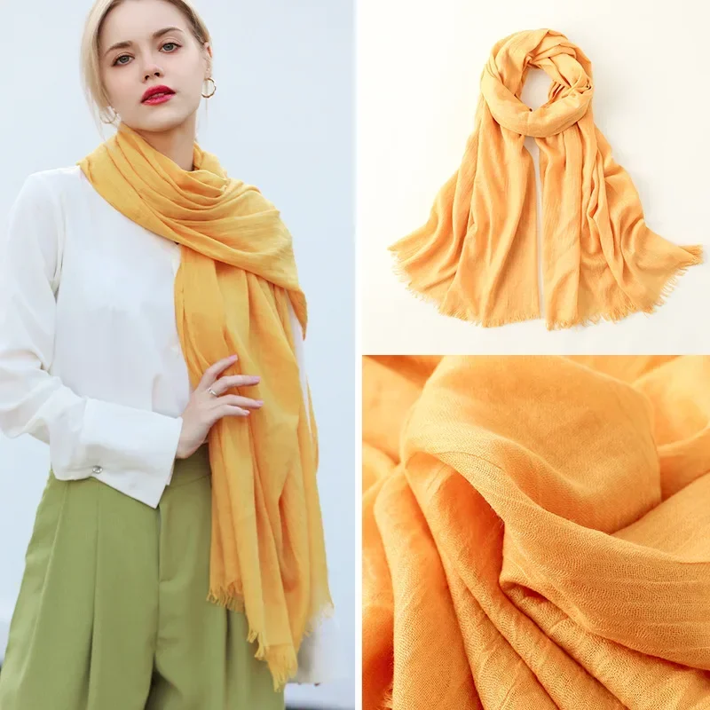 Mantle Beach Scarf Solid Color  Art Sunscreen Small Scarf Beach Strip Scarf Japanese Women Summer Beach Vacation Swimming Yellow