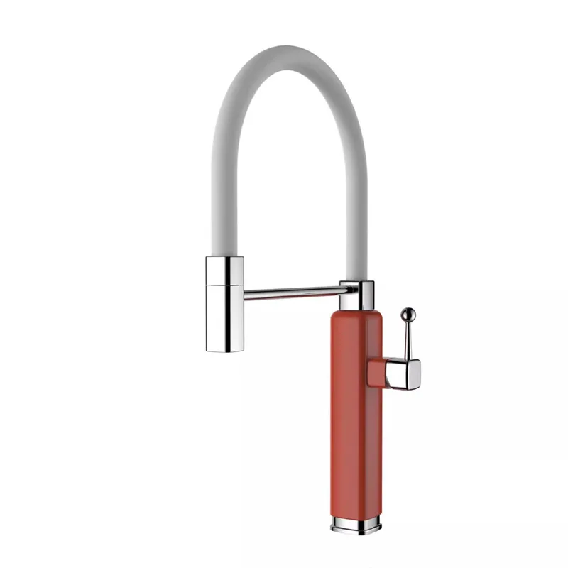 Cream Kitchen Faucet Brass Hot & Cold Sink Mixer Single Handle Pull Side Dishwasher Tap,Deck Mounted Rotating,Red,Black,Chrome