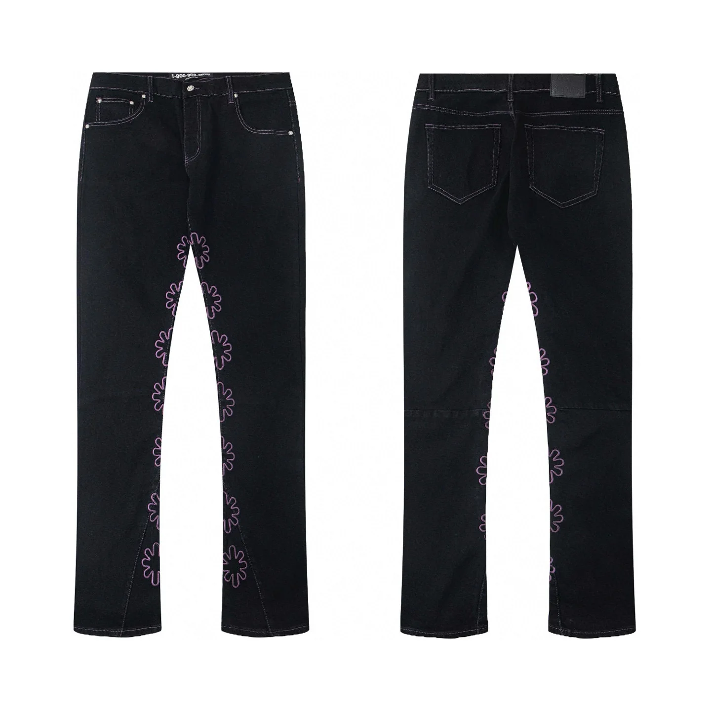 Orange Fluorescent Green Blue Black Sunflower Embroidery LOSTSHDWS Jeans Men Women Unisex Casual Fashion Denim