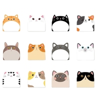 12Pcs Sticky Note Paper Cartoon Cats Note Paper Pocket Writing Pad Ashesive Memo Pad Unlined Note Paper 30 Sheets/Pad