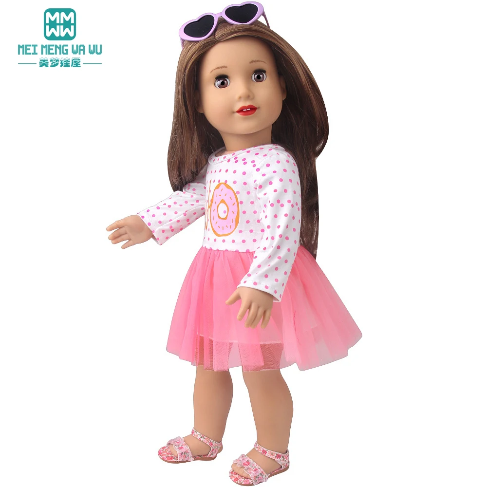 Doll Clothes for 43-45cm New Born American Doll Fashion T-Shirt Overalls Princess Gauze Skirt Gift for Girls