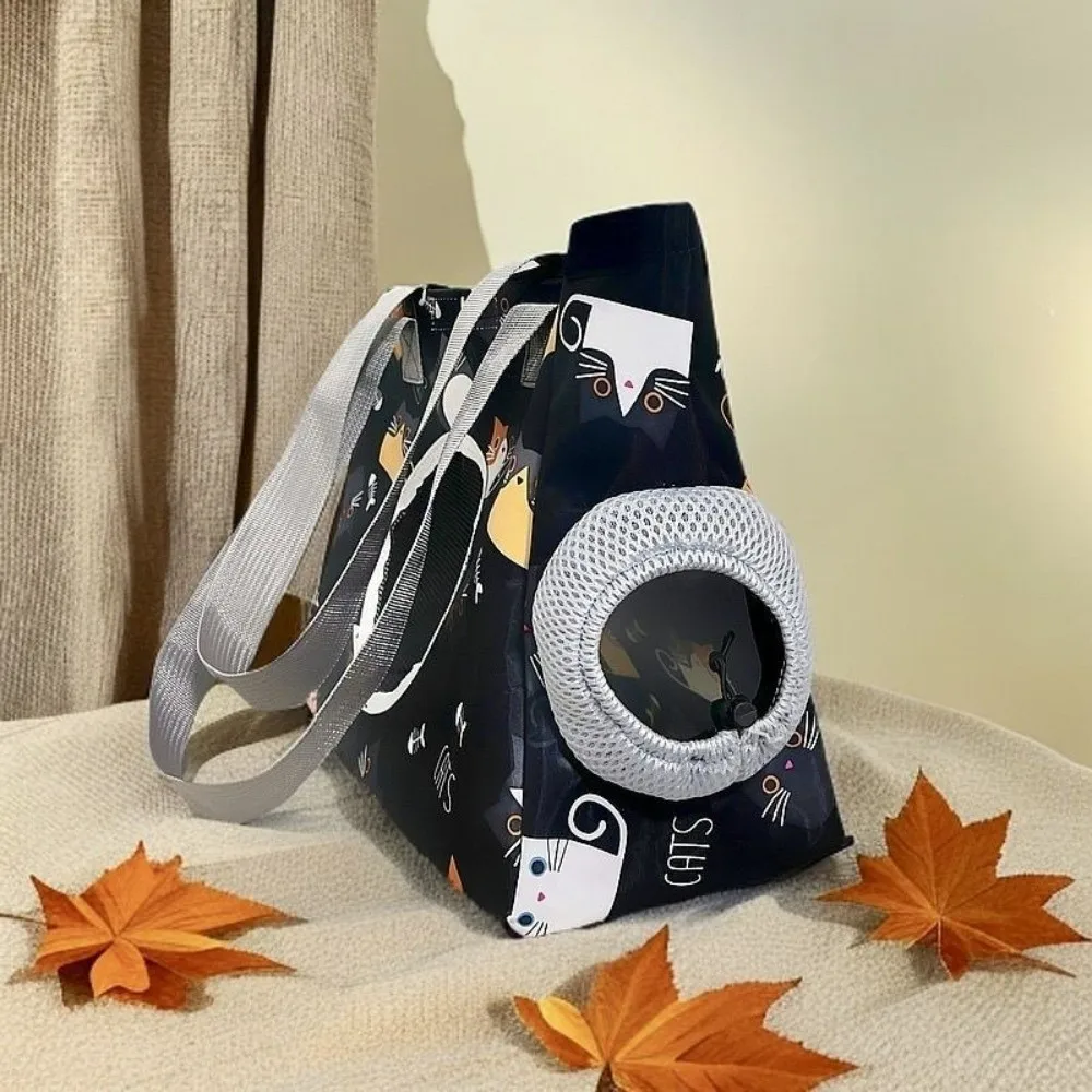 

Cute Portable Cat Carrier Bag Oxford Waterproof Pet Backpack Cartoon Pattern Breathable Cat Carrying Bag Outdoor Travel