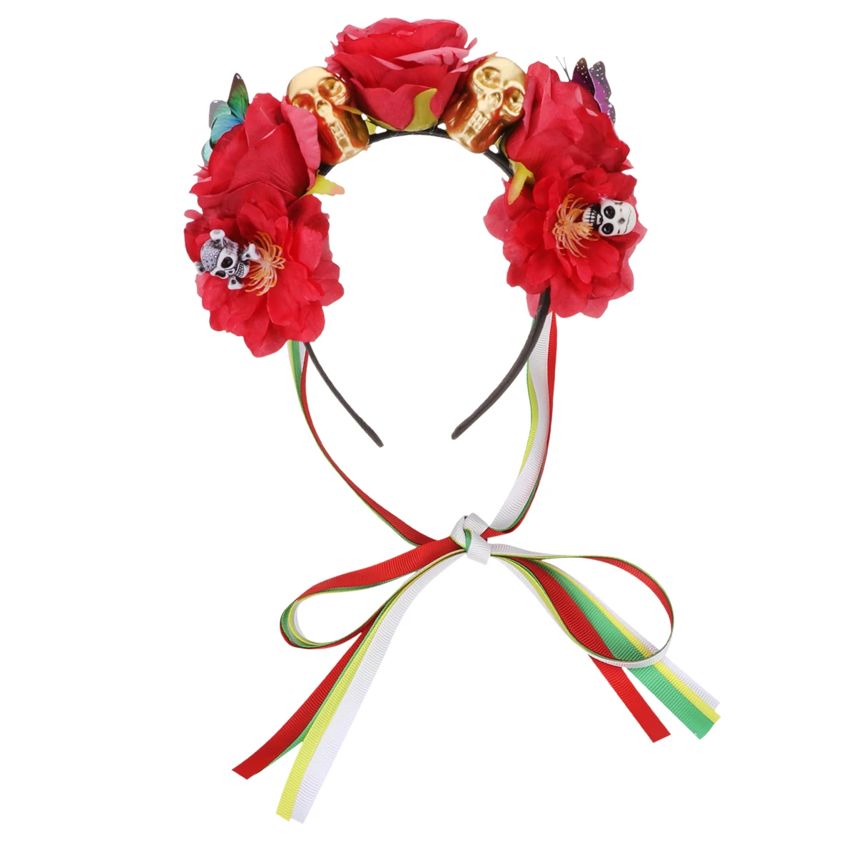

Exquisite Rose Flower Headband Halloween Skull Headdress Comfortable Material Simple Fashion Party Cosplay Decor