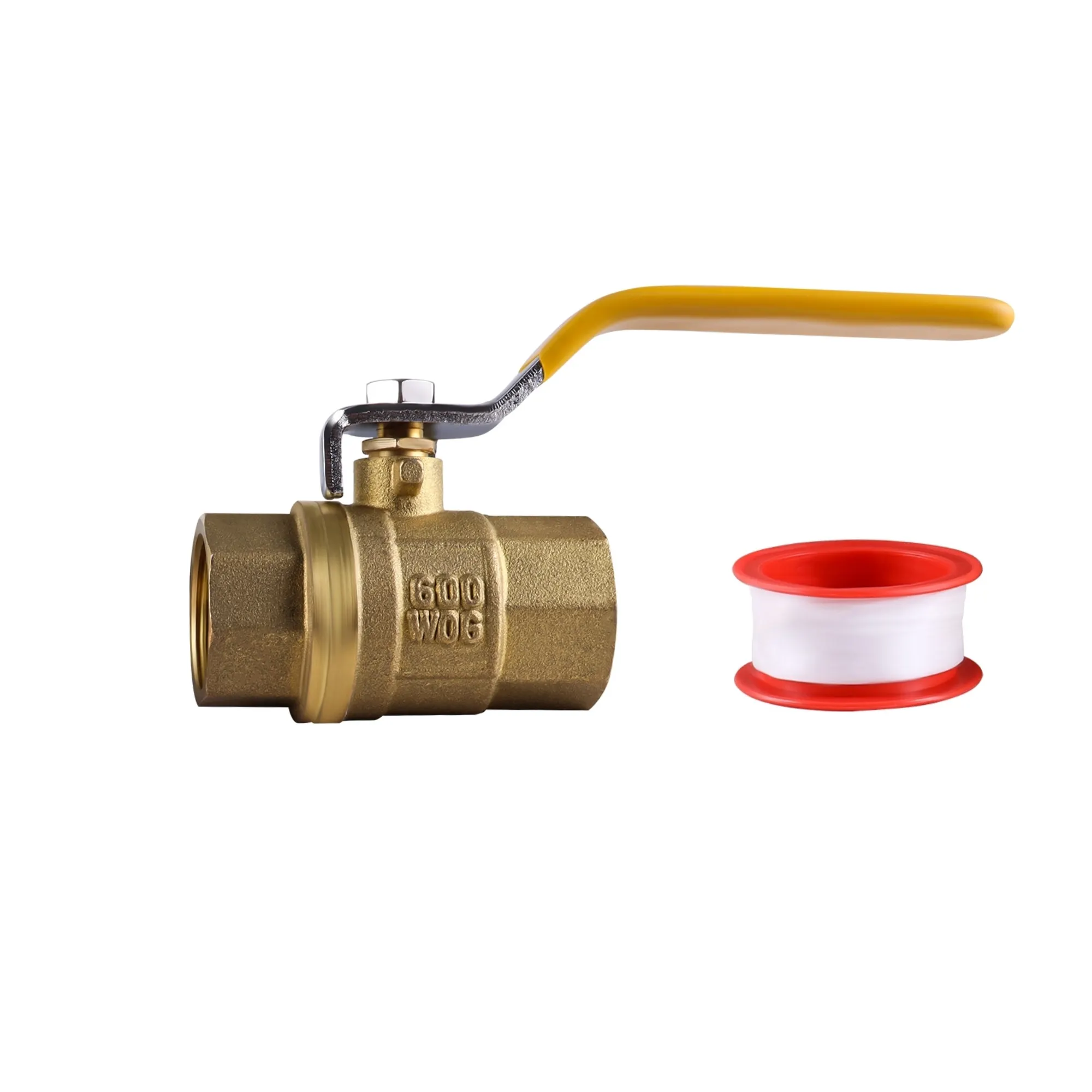 1pc Yellow Handle Copper Ball Valve 3/4NPT Double Internal Thread DN20 For Controling Water Oil Gas