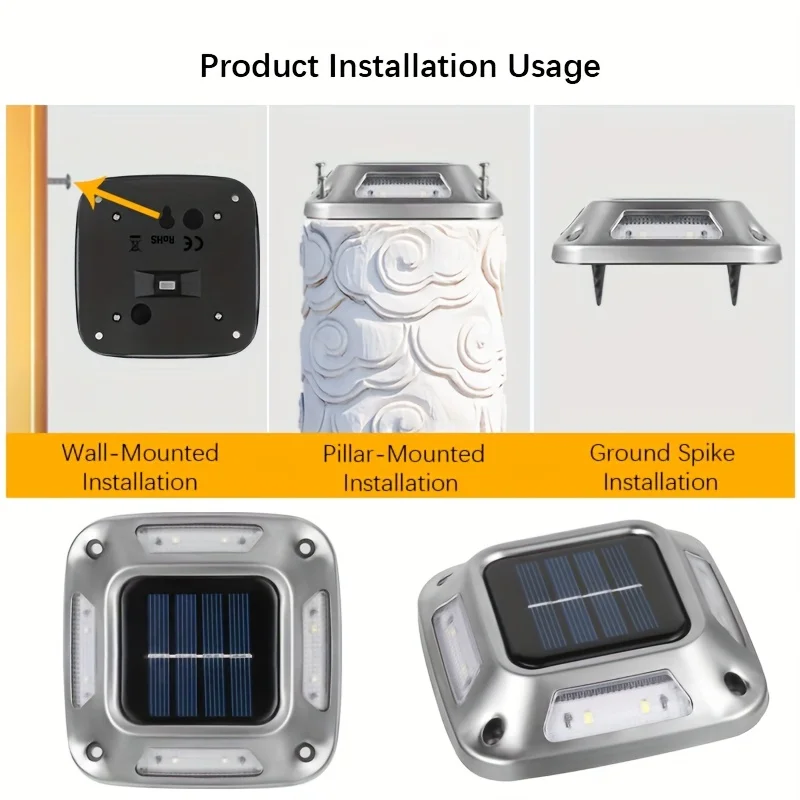 8Pcs Solar Path Lights Outdoor Waterproof Square Ground Pathway Driveway Stair Walkway Dock Lighting Auto On Off Garden Fixture