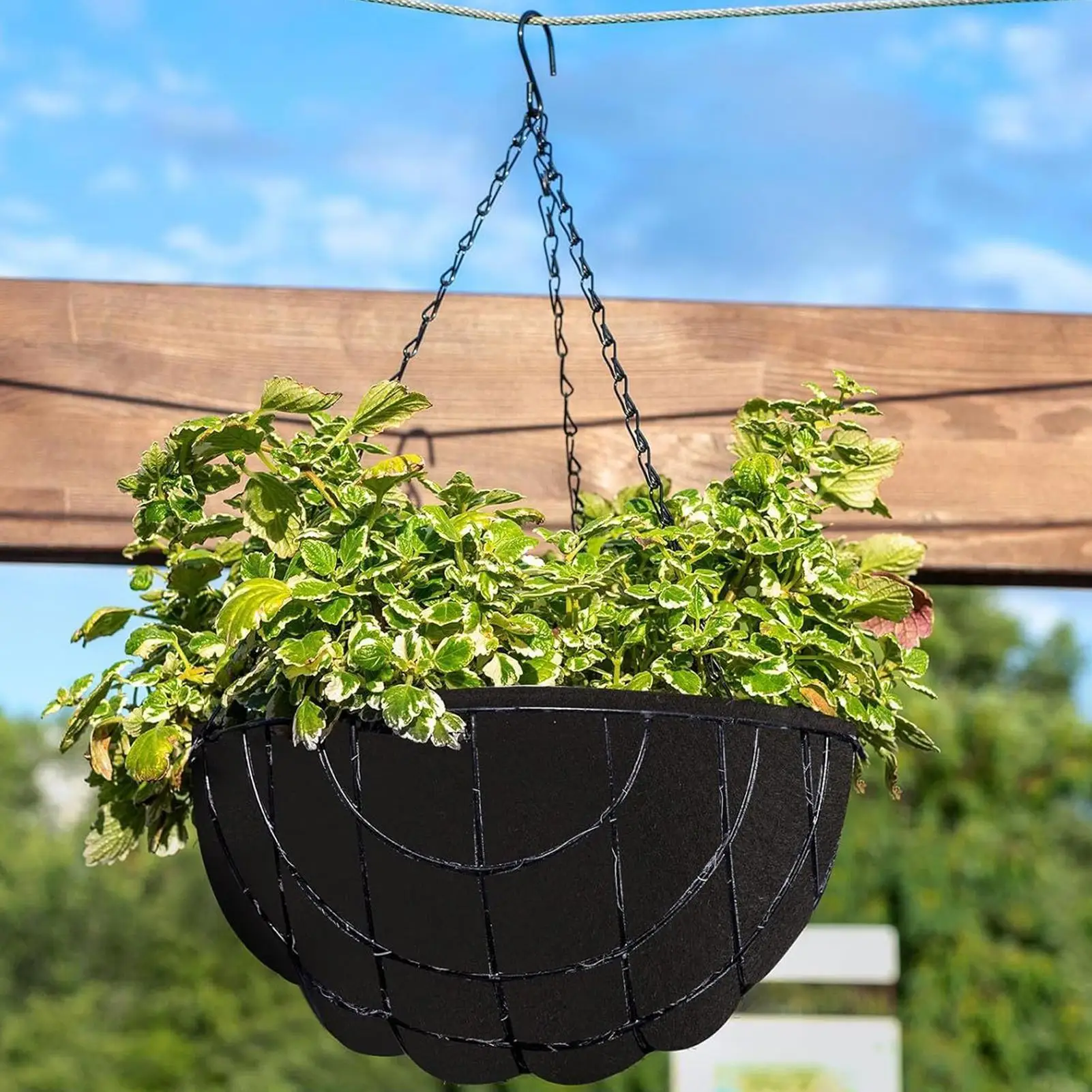 

Fabric Planter Liner Roll Non-Woven Fabric Basket Liner Breathable Black Plant Potting Planter Sheets Replacement For Yard