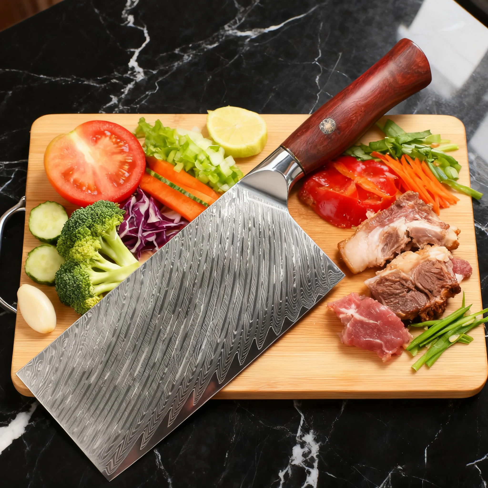 

7,5-дюймовый китайский нож шеф-повара, 67-слойный дамасский нож 10Cr15Mov, стальное лезвие, ручка из палисандра, нож для нарезки овощей, тесак для мяса, кухонный нож