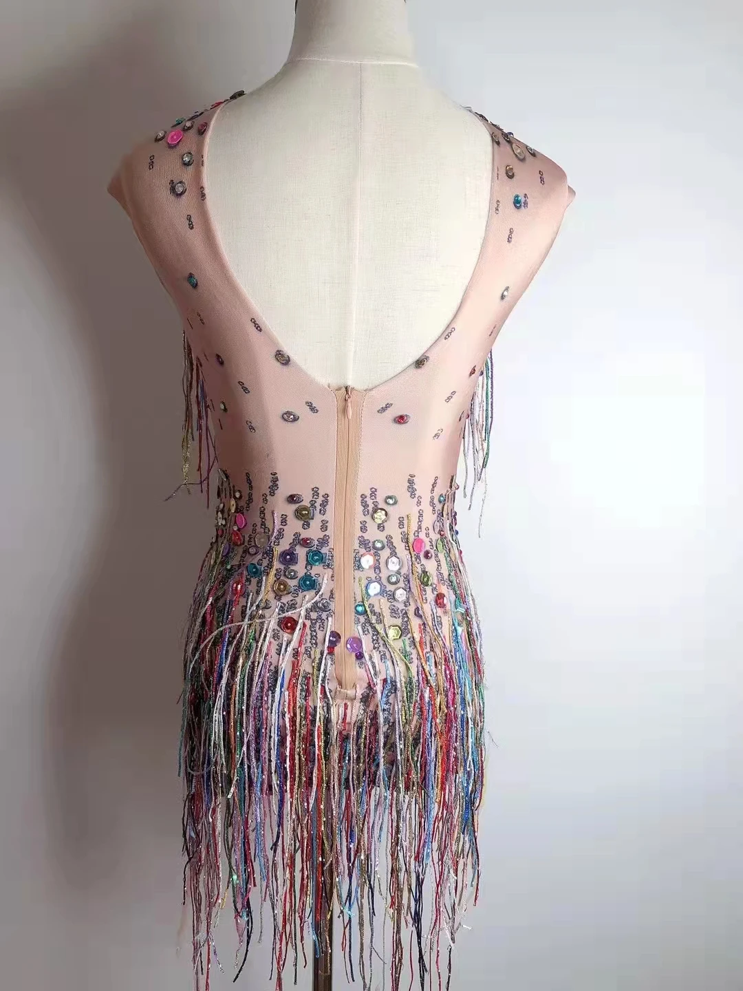 Sexy Kwastje Multi-color Pailletten Turnpakje Stadium Slijtage Nachtclub Bar DJ Gogo Dans Kostuum Paaldansen Prestaties Fringe bodysuit