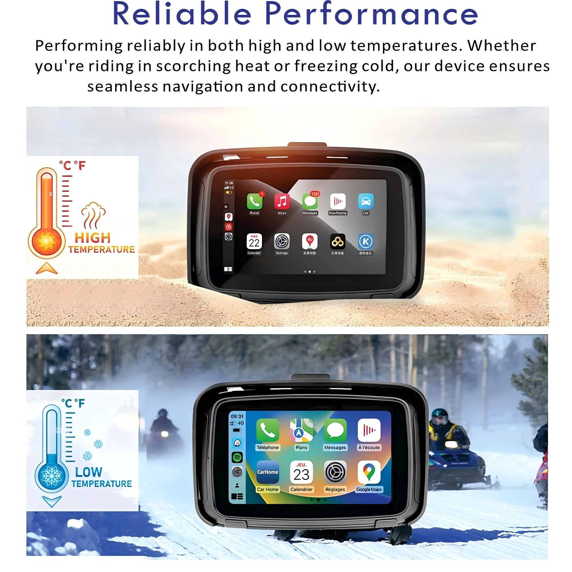 5 inch IP67 waterproof portable outdoor motorbike CARPLAY navigationWireless Android Auto with GPS Screen Apple