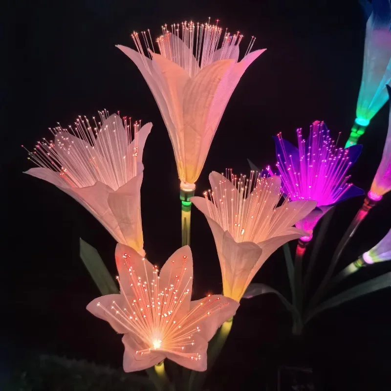 

LED solar lily light light landscape decorative light IP65 waterproof outdoor ground plug lawn fiber